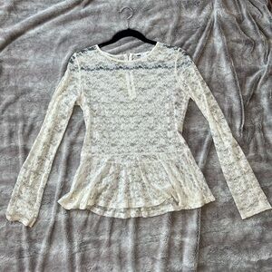 Long Sleeve Lace Peplum Top